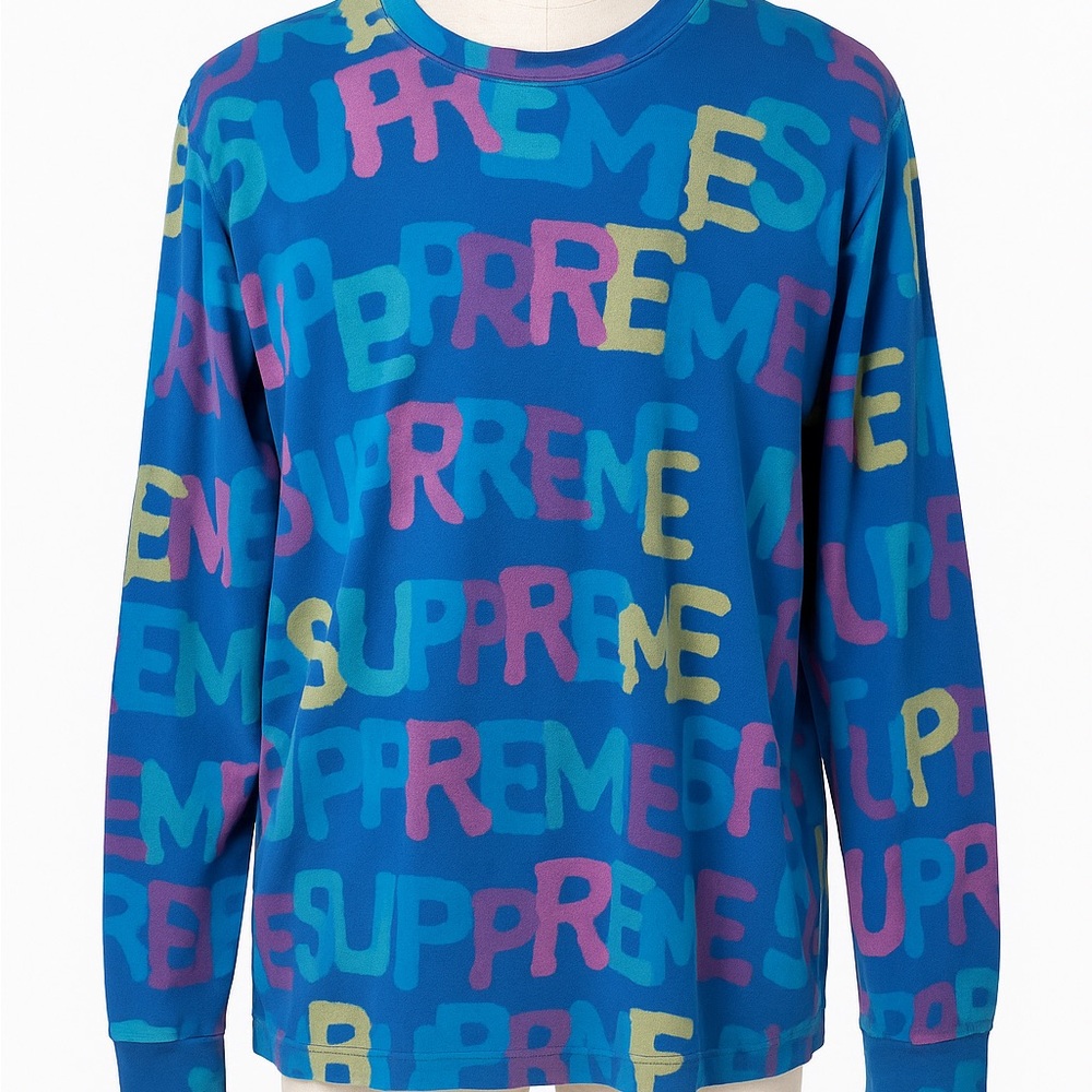 Authentic Supreme Blue Multicolor Logo Long Sleeve